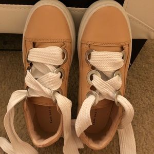 Tan Zara sneakers with Grommets detail